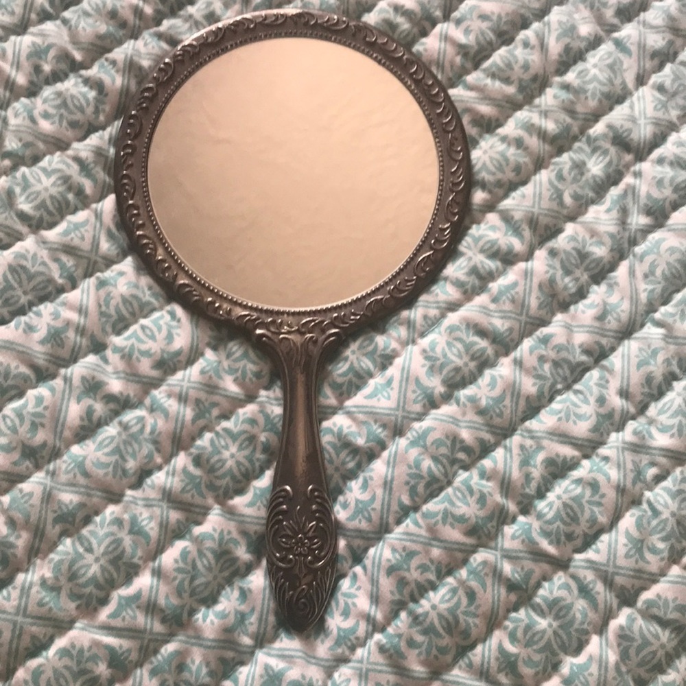 Vintage Pewter Hand Mirror
